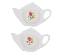 LABRIMP Organisateurs de Sachets de Thé en Céramique Blanche Forme Théière 2 Pièces Légers et Résistants pour Restaurant et Hôtel