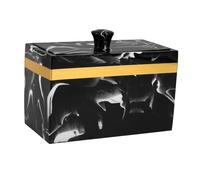 LABRIMP Organiseur de Coton et Coton Tiges avec Couvercle Boîte à Deux Compartiments Marbrée pour Rangements Salle de Bain et Bureau Rangement Polyvalent pour et Petits Accessoires