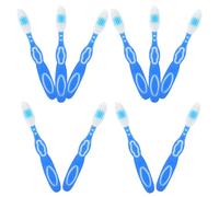 LABRIMP Pack de 10 Brosses à Dents à Manche Court en Plastique Bleu Poignée Souple, Design Compact, Confortables pour Usage en Résidence et Centres Correctionnels