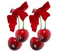 LABRIMP Paire de Pinces à Cheveux pour Filles Accessoires Mignons et Confortables Cerises Rouges en Métal et Tissu pour L'automne et L'hiver