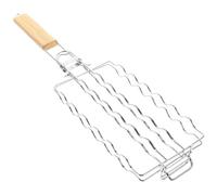 LABRIMP Panier à Griller et Pratique en Acier Inoxydable avec Poignée en Bois Résistant au Feu et Fête des Pères pour Crevettes Cuites au Gril et Steak, pour Barbecue Extérieur