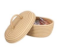 LABRIMP Panier de Rangement Corde de Coton Fait Main Petit Organisateur Multifonction pour Cosmétiques et Téléphone Trousse Compacte pour Chambre et Salon Facile à Nettoyer et Portable