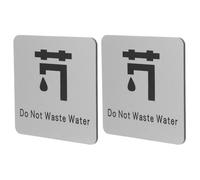 LABRIMP Panneau Avertissement Aluminium Auto-adhésif Lot de 2, Étiquette Conservation d’eau pour Cuisine et Lieux Publics, Signalisation Économie d'eau