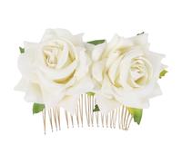 LABRIMP Peigne à Cheveux Ne Pas Cheveux Élégant de Mariée Fleurs en Tissu Blanc, Facile à Porter Accessoire pour Mariage ou Fête