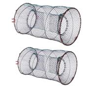LABRIMP Piège à Écrevisses Pratique 2Pcs Filet de Pêche Multifonction Compact Métal Nylon pour Crabes Pêche Extérieure