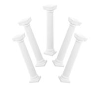 LABRIMP Piliers Romains en Plastique Blanc 5pcs, Colonnes Miniatures pour Décoration Créative de Mariages et Salon