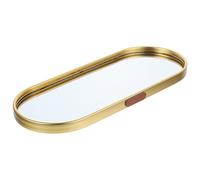 LABRIMP Plateau à Bijoux Miroir Doré 30x12 Cm En Verre Miroir Vintage Multifonction Pour Rangement Cosmétiques Et Bijoux Décoratif Pour Chambre Et Commode