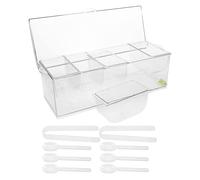 LABRIMP Plateau Réfrigéré à Condiments 5 Compartiments avec Couvercle Plateau en Plastique Transparent pour Fruits et Légumes Distributeur Froid Polyvalent pour Buffet Bar à Salades et