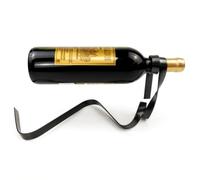 LABRIMP Porte-Bouteilles à Vin Suspendu en Fer Noir Ruban Décoratif, Design Flottant et Équilibre pour Maison ou Restaurant