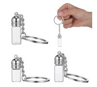 LABRIMP Porte-clés Distributeur D'huile Essentielle Lot de 3 Petites Bouteilles en Verre Design Décoratif Argenté, comme Pendentif Paquet à Dos ou Cadeau