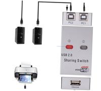 LABRIMP Sélecteur de Partage USB 2.0 pour Imprimante Commutateur Automatique Partage de Périphériques pour Bureau d'Espace Compatible 1 à 2 Ordinateurs Noir
