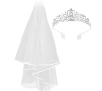 LABRIMP Serrage-tête Couronne de Strass avec Voile en Alliage et Tulle, Décor Élégant et Robuste pour Mariage et Bals, Ensemble 1 Pièce pour Mariée