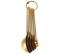 LABRIMP Set de Cuillères Doseuses Empilables Acier Inoxydable avec Finition Doré Cuillères à Mesurer pour Ingrédients Secs Ustensiles de Cuisine Métalliques Portables et Antidérapantes