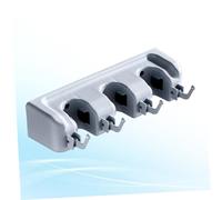 LABRIMP Support Mural Multifonction pour Balai et Serpillière avec Fixations et Crochets Organiseur Pratique pour Cuisine et Salle de Bain Plastique Robuste Gris