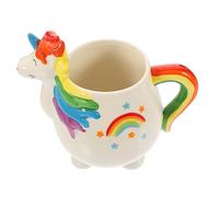 LABRIMP Tasse à Café en Céramique 450 Ml Forme Licorne Colorée Motif Arc-en-ciel Drôle pour Garçon et Filles et Femmes Usage Bureau Maison Présent Anniversaire