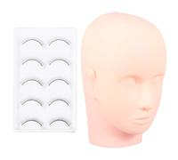 LABRIMP Tête de mannequin à cils, tête de mannequin de cosmétologie, 1 set, silicone beige, simulation de résultats, démonstration corps humain, responsable de la formation en