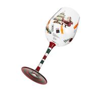 LABRIMP Verres à Vin de Noël Cristal Peint Main avec Pied Goblets Festifs à Thème Père Noël pour Hivernales Cocktails et Soirées Xmas