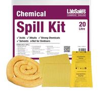 Labsales Kit de déversement de produits chimiques 20 l avec coussinets super absorbants, chaussettes et sac d'élimination, convient pour les acides, alcalins, produits chimiques forts et solvants,
