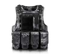 Labstandard Gilet Tactique pour Enfants Camouflage Gilet de Combat pour extérieur pour Jeux de Terrain Protection Gilet Tactique Veste Porte Plaque Ajustable (Serpent Noir*145cm)