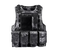 Labstandard Gilet Tactique pour Enfants Camouflage Gilet de Combat pour extérieur pour Jeux de Terrain Protection Gilet Tactique Veste Porte Plaque Ajustable (Serpent Noir*145cm)