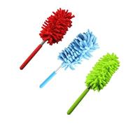 Labstandard Plumeau Poussière Microfibre avec Tige télescopique pour éliminer la poussière et Les Taches sur Les fenêtres et Les Meubles Plumeau à Poussière Lavable avec Manche (Vert+Rouge+Bleu)