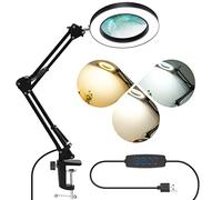 LabTEC LED Lampe loupe, Loupe eclairante, Lampe de Table avec loupe 5X, dimmable, 3 Modes de Couleur,12W 1200LM, 10 Niveaux de luminosité, Bras pivotant Lampe loupe pour la Lecture, la réparation