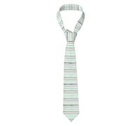 LaBuyGVT Cravate fine en polyester pour homme Motif rayures aquarelles Vert menthe Gris