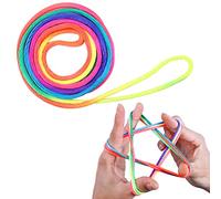 LABUYI 1 Pcs,Jeu De Ficelle Doigts,Corde à Doigts,Cats Cradle Corde,Corde à Doigts Fournitures De Jouets,Rainbow Rope,Jeux De Ficelle pour Cadeau Et Jeux Scolaires,Longueur 160cm