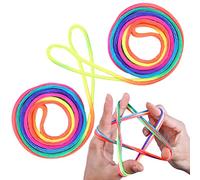 LABUYI 2 Pcs,Jeu De Ficelle Doigts,Corde à Doigts,Cats Cradle Corde,Corde à Doigts Fournitures De Jouets,Rainbow Rope,Jeux De Ficelle pour Cadeau Et Jeux Scolaires,Longueur 160cm