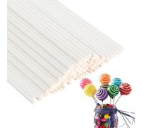 LABUYI 50 Pièces Batonnet Pop Cake,Baton Pop Cake,Baton Sucette,Baton Sucette Pop Cake,Bâtonnets en Papier pour Gâteaux,pour Faire des Sucettes,des Gâteaux,des Desserts,Blanc,15cm*3.5mm