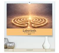 Labyrinth - Die stille Kunst der Umwege (hochwertiger Premium Wandkalender 2027 DIN A2 quer), Kunstdruck in Hochglanz: Magische Labyrinthe im Wandel der Natur