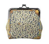 Labyrinth Treasure Map Petit porte-monnaie rectangulaire pour femme avec verrou de baiser, format de poche, mini porte-monnaie pour femme