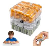 Labyrinthe 3D avec boule - Cube magique - Abyrinthe à billes à partir de 8 ans - Pour soulager le stress et l'entraînement cérébral - Cadeau pour concentration et logique (orange 7 cm)