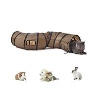 Labyrinthe à 5 tunnels interactif, pliable et léger en tissu froissé avec pompon et cloches pour chats, petits lapins, chatons, chiots, furets ou cochons d’Inde