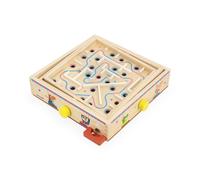Janod - Jeu Labyrinthe en Bois Enfants et Adultes - Jouet Traditionnel - Parcours de Bille - 2 Billes Métal Fournies - Développe la Concentration et l'Adresse - Jouet en Bois FSC - Dès 5 Ans - J03371