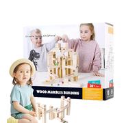 Labyrinthe de marbre en bois, piste de course en marbre en bois | Piste de rampe en bois de 60 pièces | Labyrinthe de marbre en bois amusant et créatif, cadeaux d'apprentissage STEM pour enfant