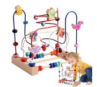 Labyrinthe de perles Jouets pour - Structure en bois adaptée, conception de piste multicolore | Favorise la coordination motrice fine, dinosaure éducatif léger Jouet graphique pour filles et