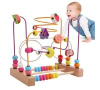 Labyrinthe de perles - Puzzle en bois coloré, jouet éducatif sûr | Outil d'apprentissage des formes et des couleurs sur le thème du dessin animé, coordination œil-main, cadeau de Noël pour bamb