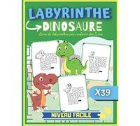 LABYRINTHE DINOSAURE Niveau Facile, livre de labyrinthes pour enfants dès 5 ans: 39 labyrinthes junior à parcourir puis à colorier ! | Cahier de jeux et d'activités pour enfant