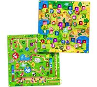 Labyrinthe magnétique 2 en 1 pour Voiture - Tableau de comptage magnétique Alphabet - Puzzle en Bois Double Face - Jouet préscolaire Montessori (Grand Zoo, Taille Unique)