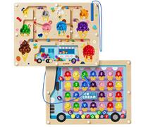 Labyrinthe magnétique 2 en 1 pour Voiture - Tableau de comptage magnétique Alphabet - Puzzle en Bois Double Face - Jouet préscolaire Montessori (Glace, Taille Unique)