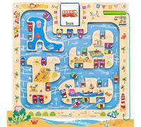 Labyrinthe Magnétique, Commodum Jeux Montessori Éducatif 2 3 4 5 6 7 8 Ans，Puzzle Alphabet et Mots Jouet，Jeux Aimants Magnetique avec Cartes，Educatif Cadeau d'anniversaire pour Petit Garçon Fille