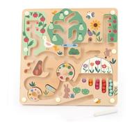 Vilac Labyrinthe magnétique Cueillette au jardin – Billes bois & stylet aimanté, Beige