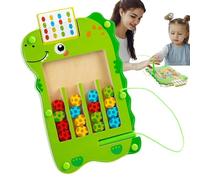Labyrinthe magnétique interactif - Jeu de labyrinthe magnétique dinosaure, jouet sensoriel de taille compacte avec perles coulissantes, matériau en bois, jouet de motricité fine avec bords lisses, act