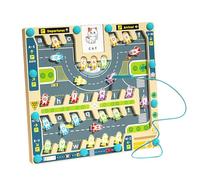 Labyrinthe Magnétique Pour Stationnement Avec Alphabet - Construction En Bois De Trente Pour Vingt-neuf Pour Un Point De Cinq Centimètres, Jouet Éducatif Avec Puzzle D'Alphabet, Activités Sensorielles