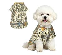 Labyrinthe Treasure Map M Chemise hawaïenne pour petits chiens - Tenue d'été mignonne pour la plage pour chiot - Vêtement doux et respirant avec boutons
