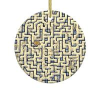 Labyrinthe Treasure Map Ornement en céramique à suspendre, pendentif rond pour décoration de vacances, souvenir, décoration à suspendre sur table