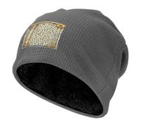 Labyrinthe Treasure Map Print Bonnet chaud pour homme et femme - Bonnet tricoté épais tendance pour temps froid - Noir, gris, Taille unique