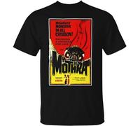 LABZAADGUK Casual T-Shirt Mothra, Kaiju, Retro, 1960'S, Creature Feature, Monster Movie, Moth Black M