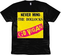 LABZAADGUK Casual T-Shirt Never Mind The Bollocks - Go Vegan - Black - Organic - Punk Personaliseds for Men - Unisex 100% Cotton Black 3XL